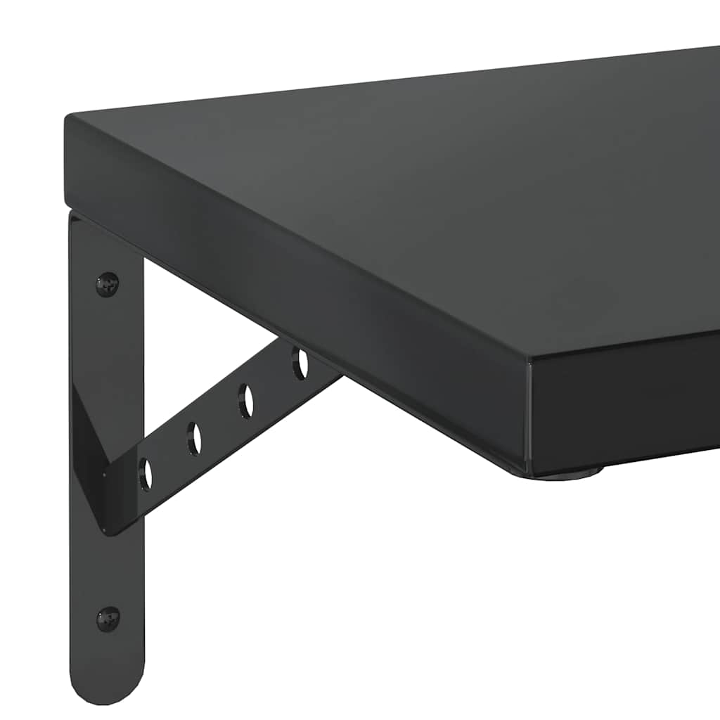 2 db fekete rozsdamentes acél fali polc 100 x 30 cm