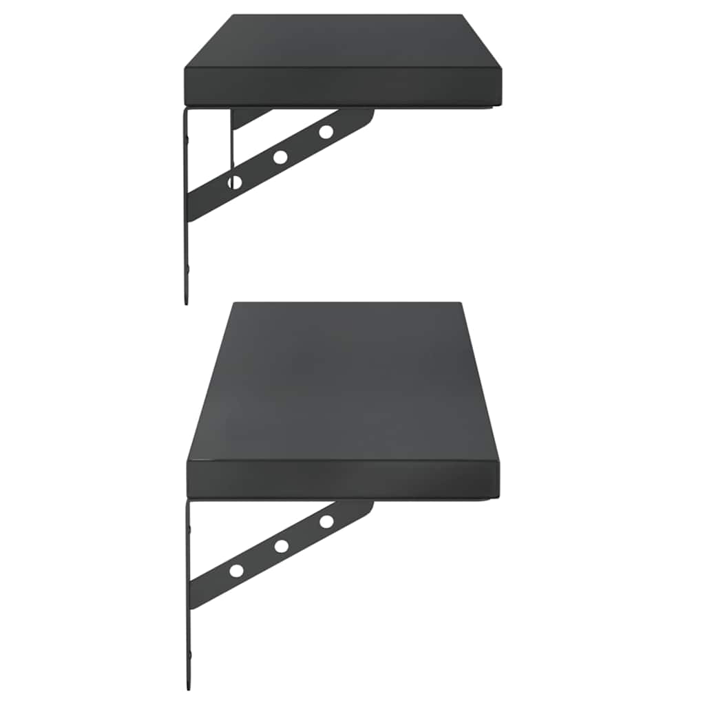 2 db fekete rozsdamentes acél fali polc 100 x 23,5 cm