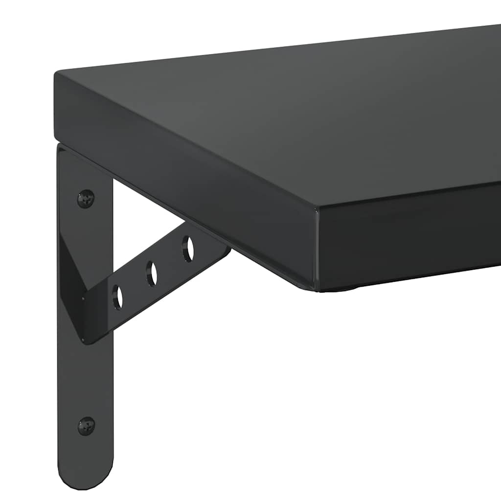 2 db fekete rozsdamentes acél fali polc 100 x 23,5 cm