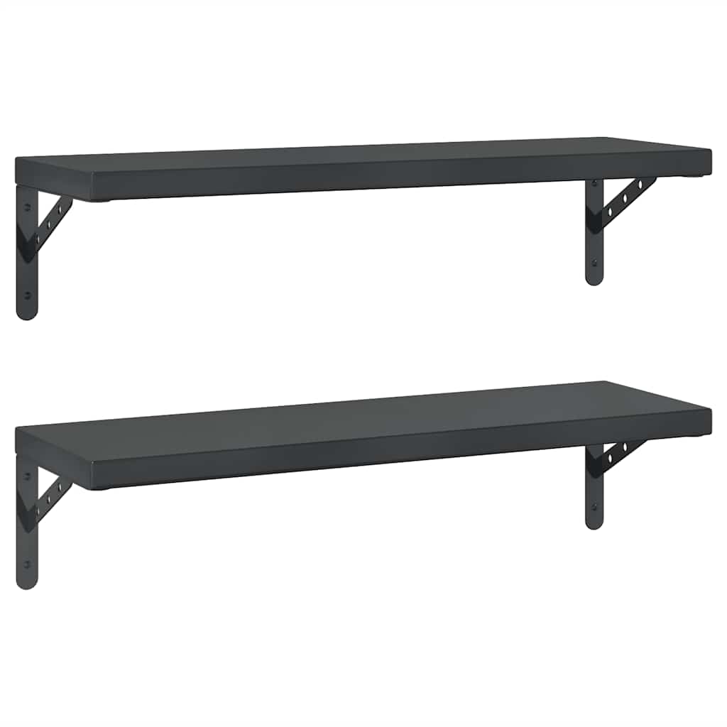 2 db fekete rozsdamentes acél fali polc 75 x 23,5 cm