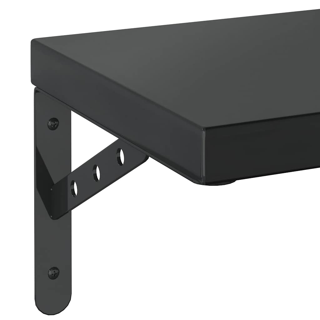 2 db fekete rozsdamentes acél fali polc 75 x 23,5 cm