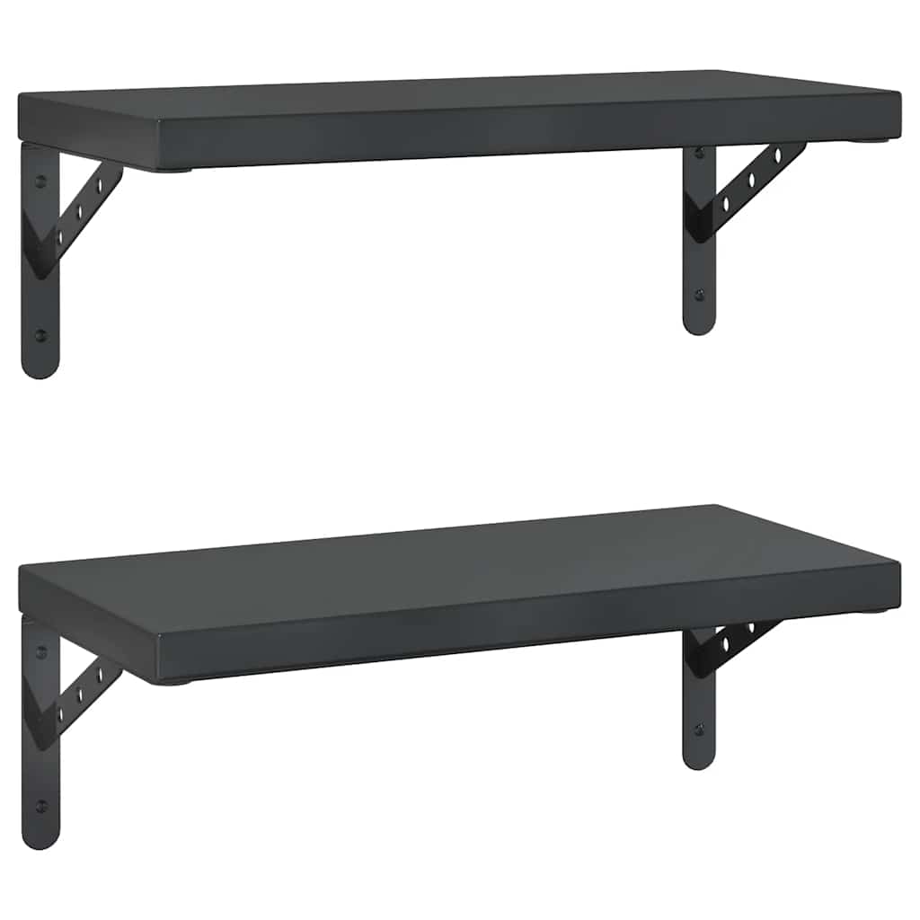 2 db fekete rozsdamentes acél fali polc 50 x 23,5 cm