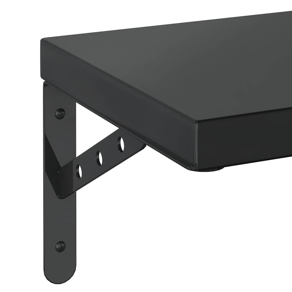 2 db fekete rozsdamentes acél fali polc 50 x 23,5 cm