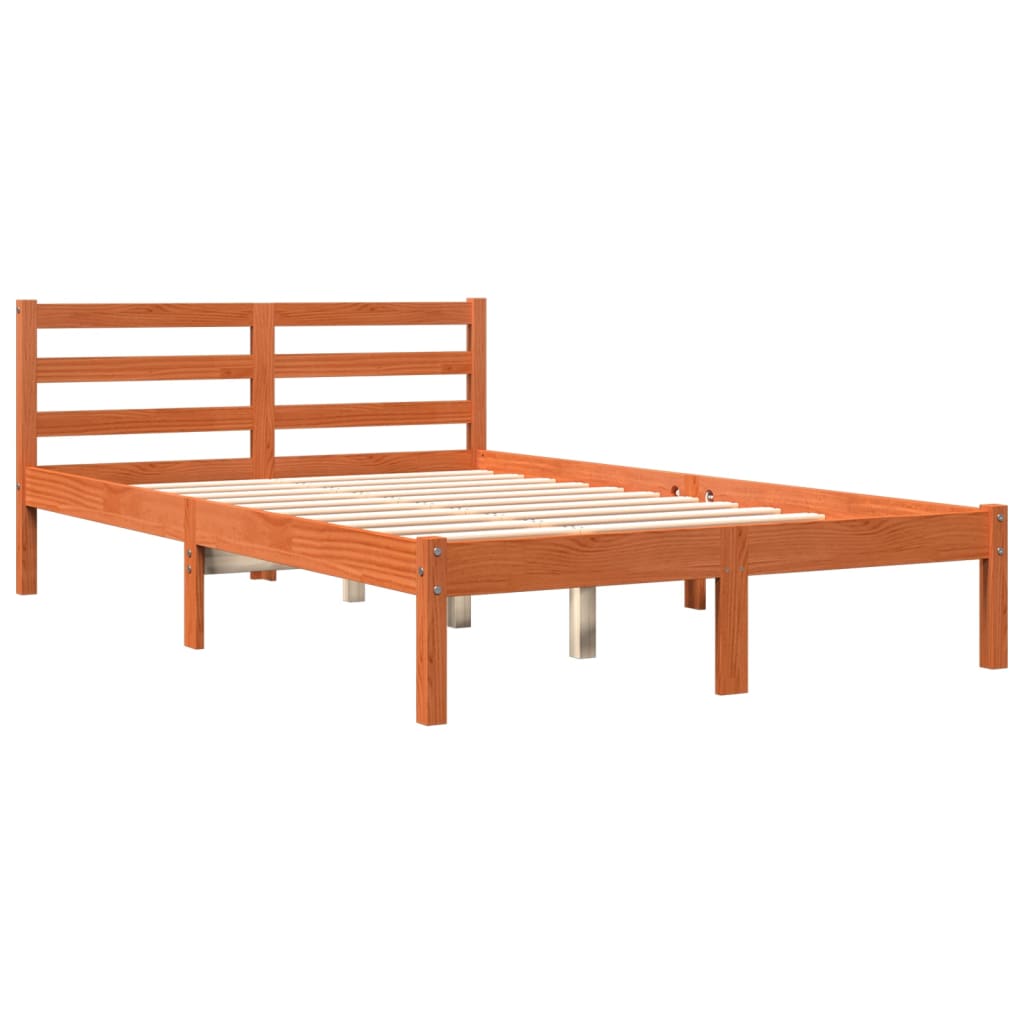 viaszbarna tömör fenyőfa ágy matrac nélkül 150 x 200 cm