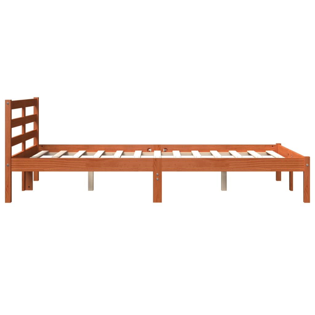 viaszbarna tömör fenyőfa ágy matrac nélkül 150 x 200 cm
