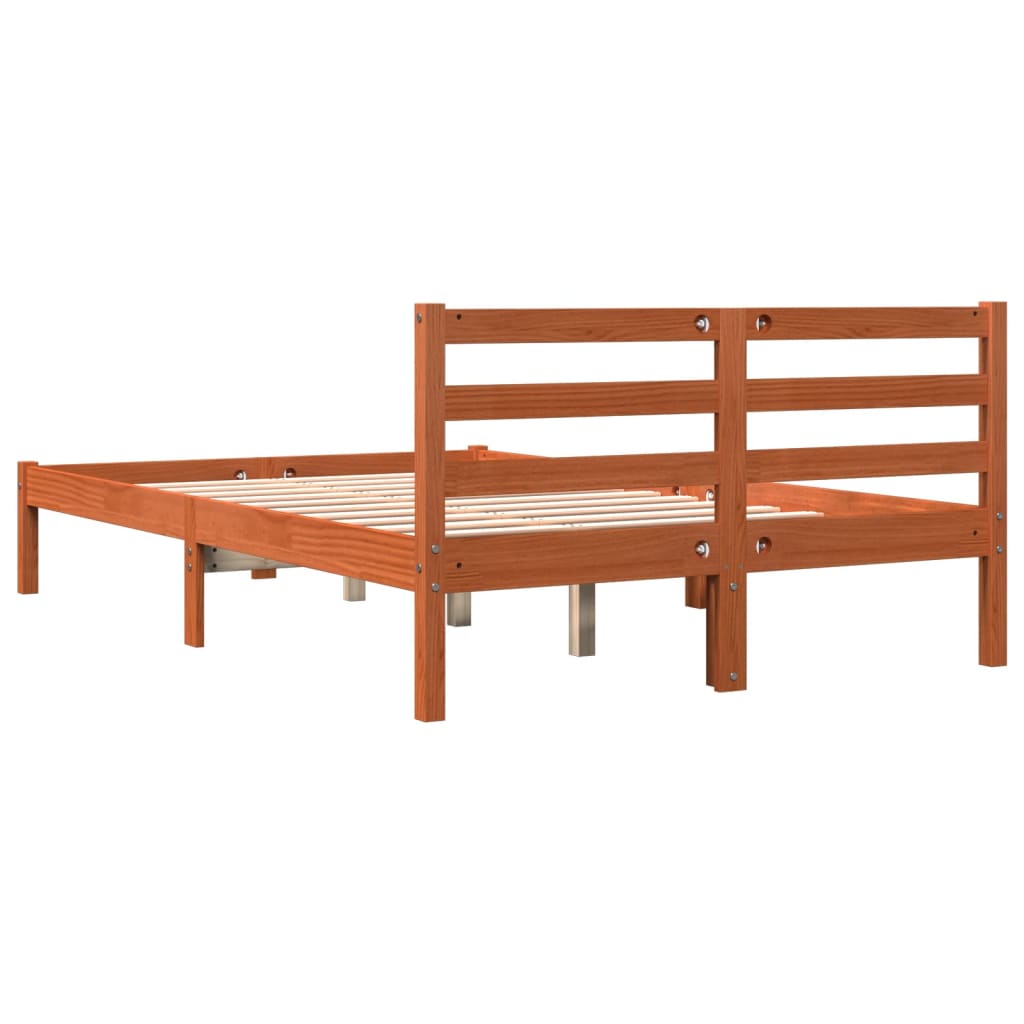 viaszbarna tömör fenyőfa ágy matrac nélkül 150 x 200 cm