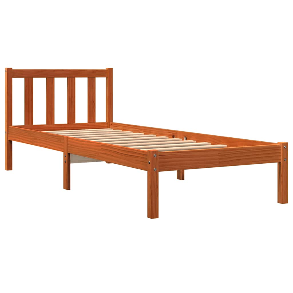 viaszbarna tömör fenyőfa ágy matrac nélkül 100 x 200 cm