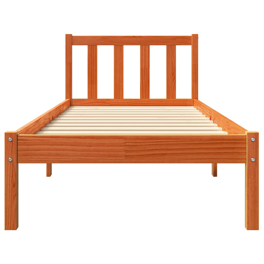 viaszbarna tömör fenyőfa ágy matrac nélkül 100 x 200 cm