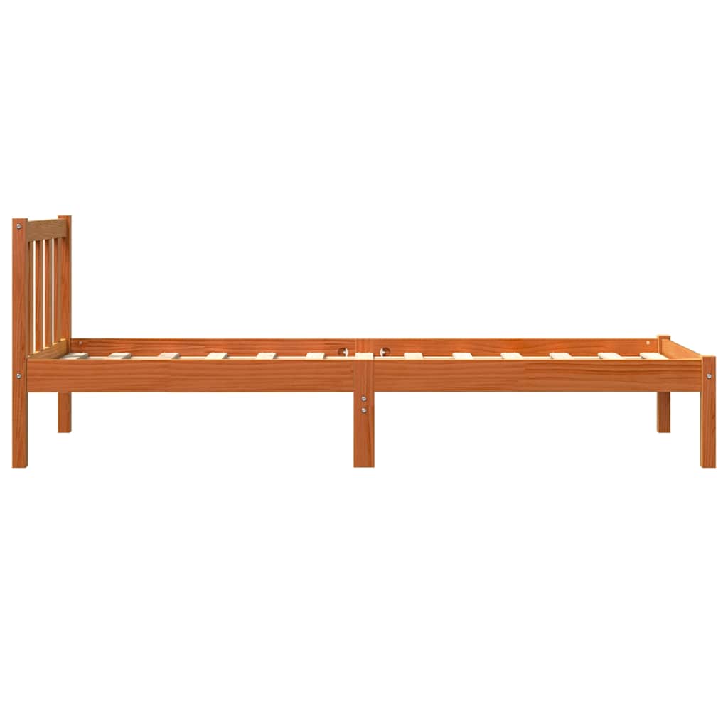 viaszbarna tömör fenyőfa ágy matrac nélkül 100 x 200 cm