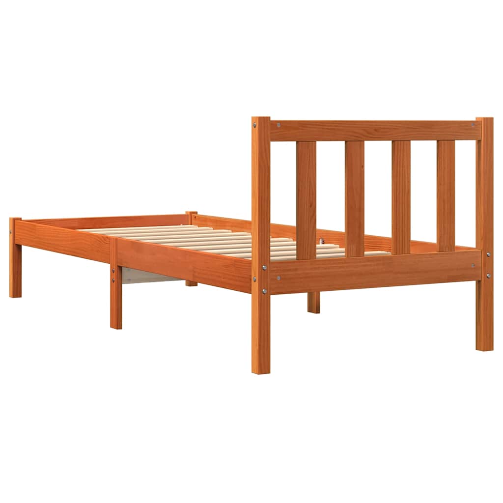 viaszbarna tömör fenyőfa ágy matrac nélkül 100 x 200 cm