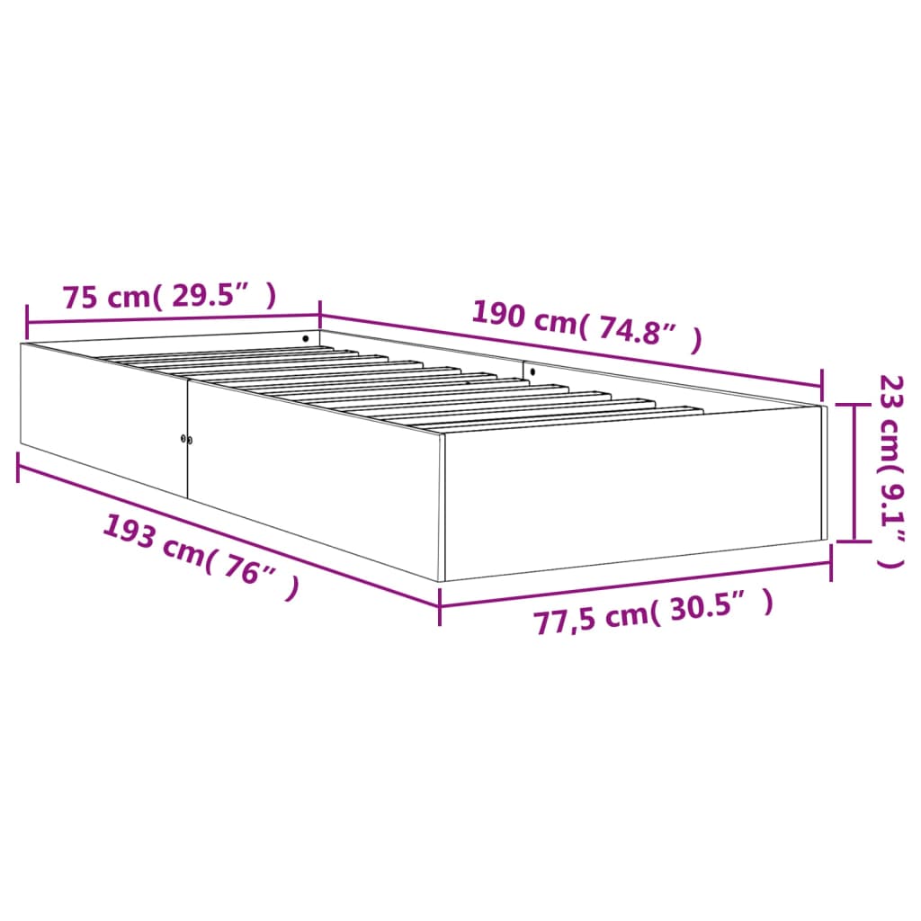viaszbarna tömör fenyőfa ágy matrac nélkül 75 x 190 cm