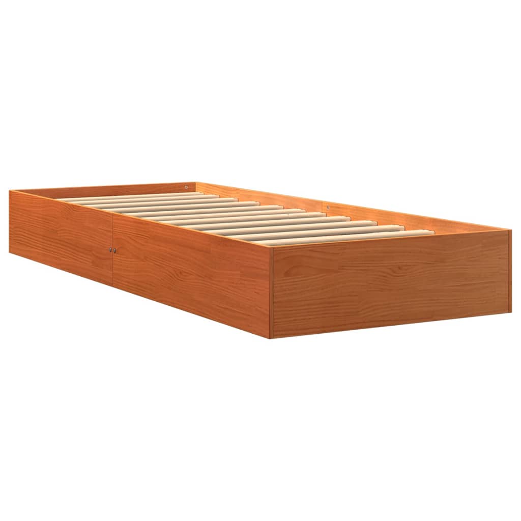 viaszbarna tömör fenyőfa ágy matrac nélkül 90 x 190 cm