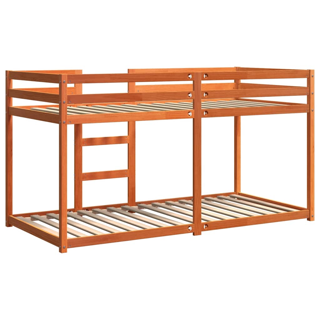 viaszbarna tömör fenyőfa emeletes ágy 80 x 200 cm