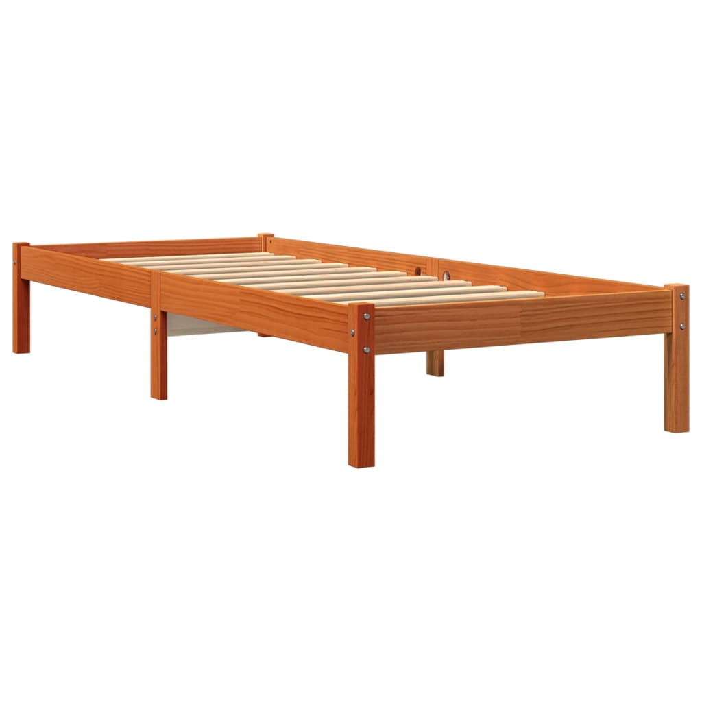 viaszbarna tömör fenyőfa ágy matrac nélkül 75 x 190 cm