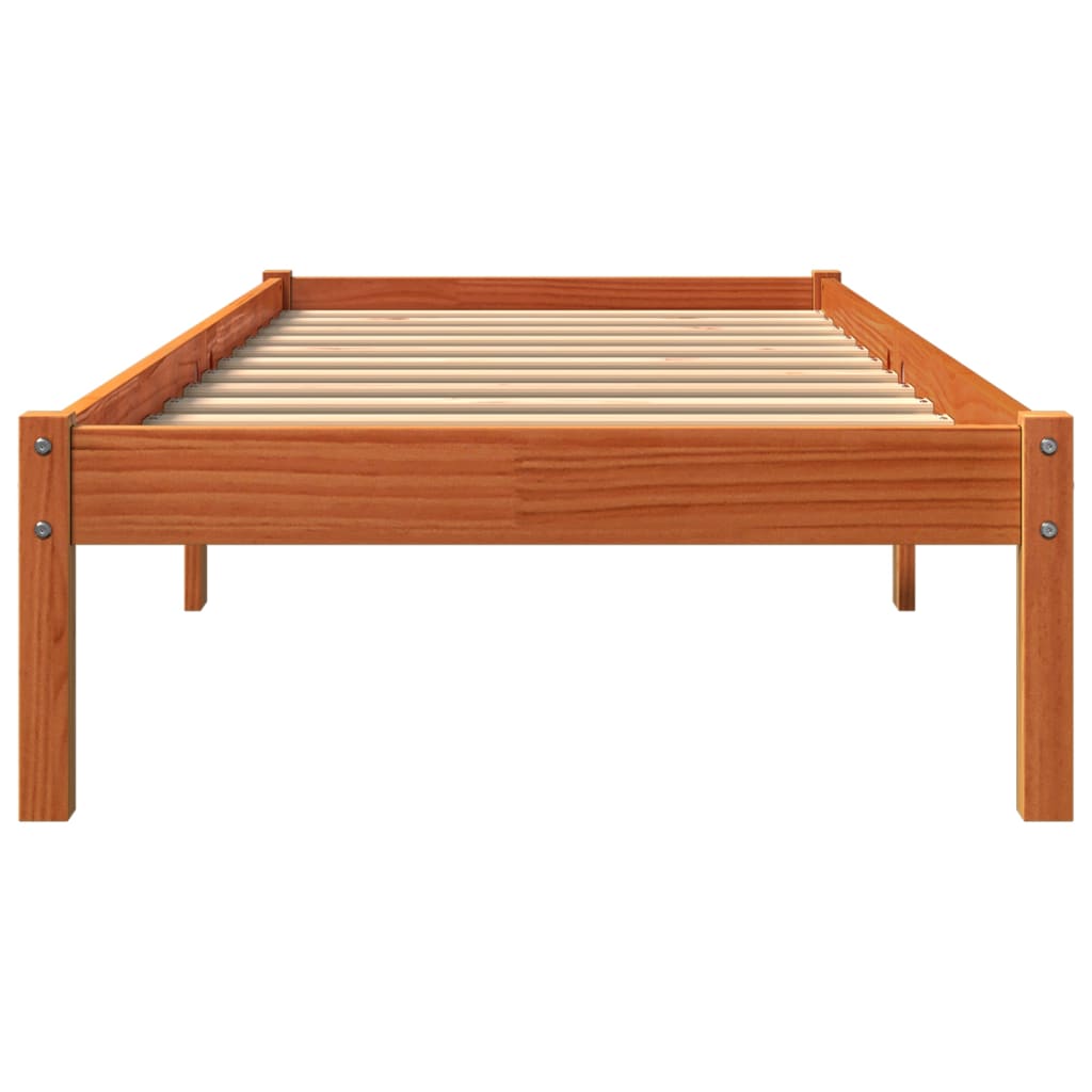 viaszbarna tömör fenyőfa ágy matrac nélkül 75 x 190 cm