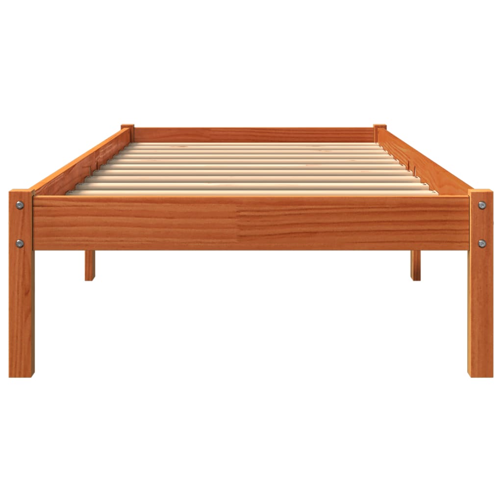 viaszbarna tömör fenyőfa ágy matrac nélkül 90 x 190 cm