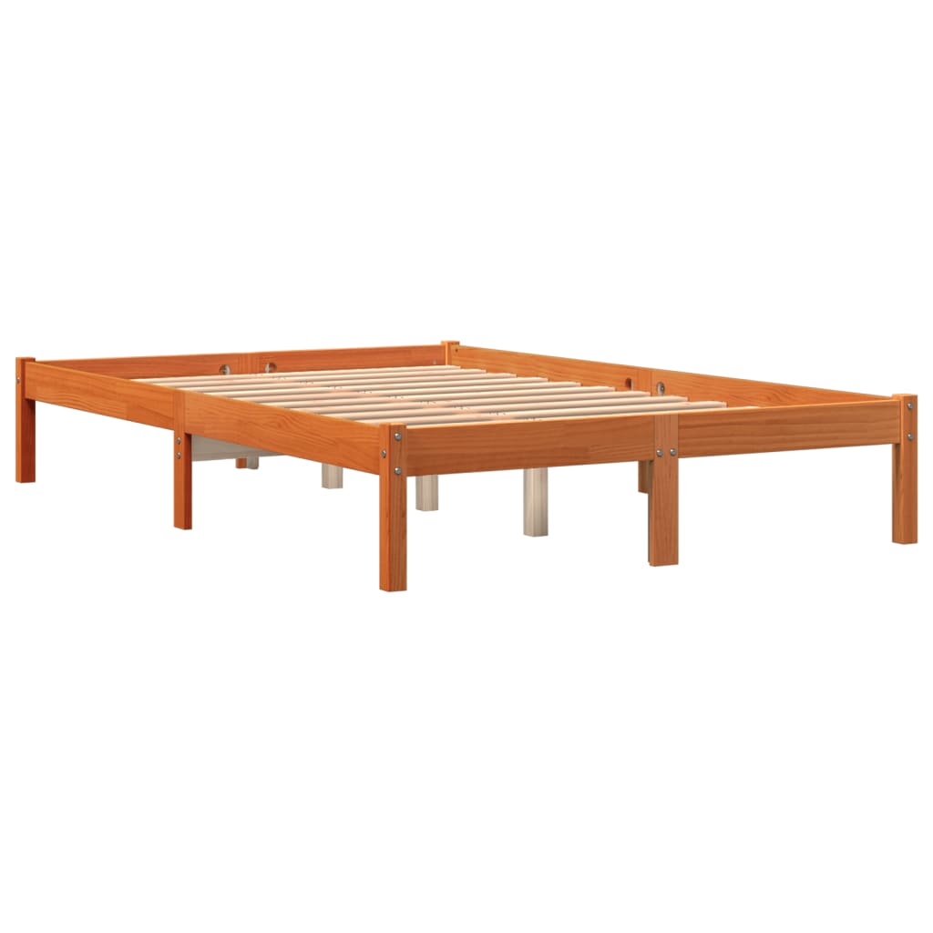 viaszbarna tömör fenyőfa ágy matrac nélkül 140 x 190 cm