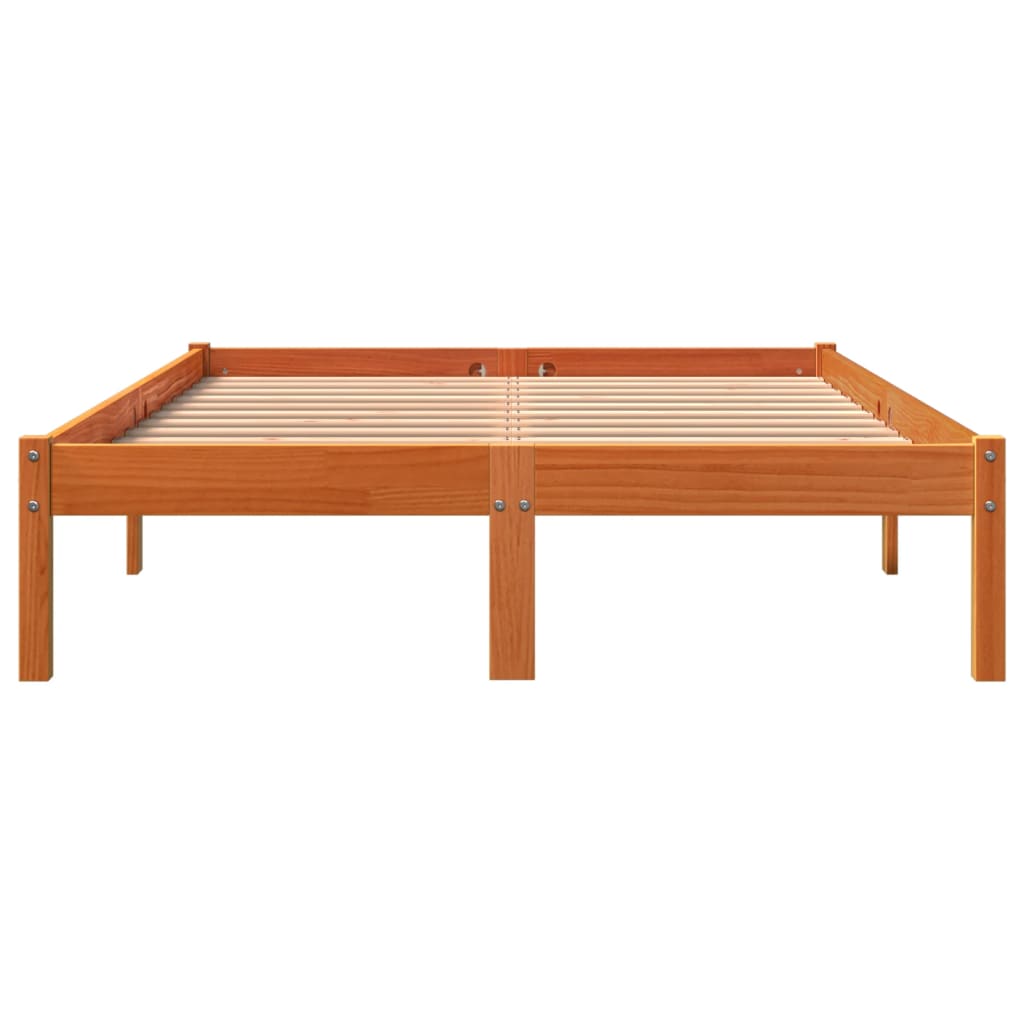 viaszbarna tömör fenyőfa ágy matrac nélkül 120 x 200 cm