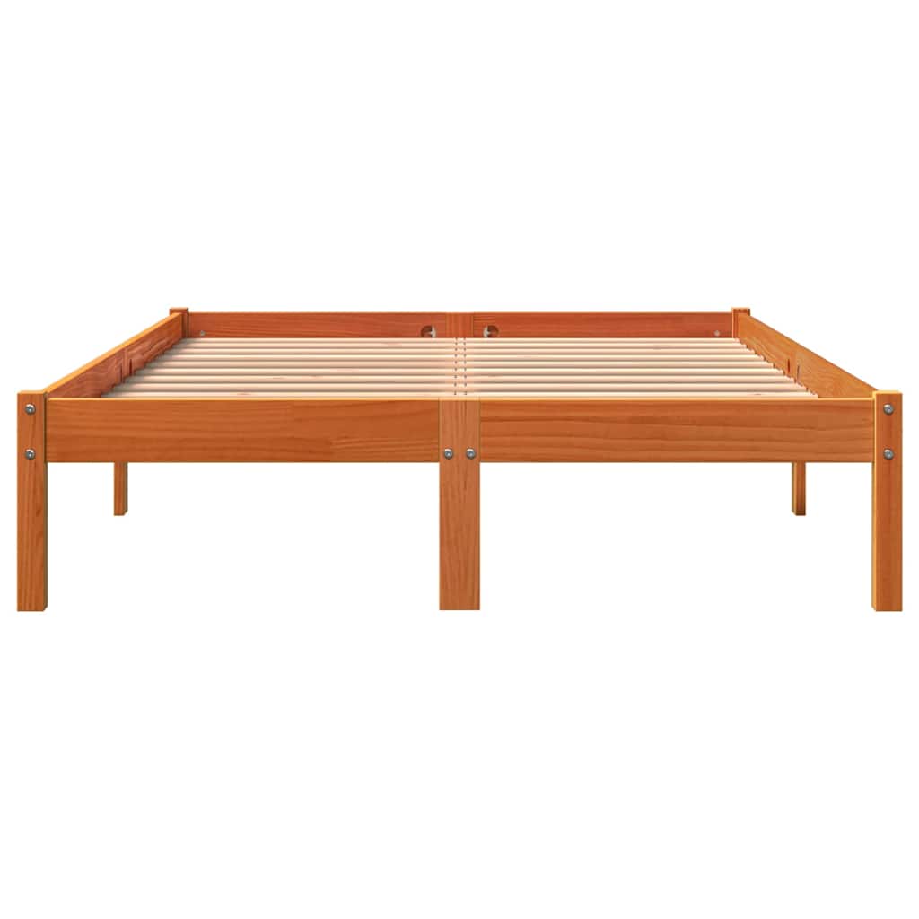 viaszbarna tömör fenyőfa ágy matrac nélkül 140 x 200 cm