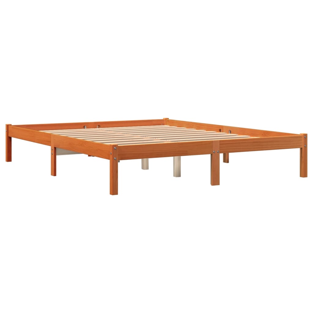 viaszbarna tömör fenyőfa ágy matrac nélkül 150 x 200 cm