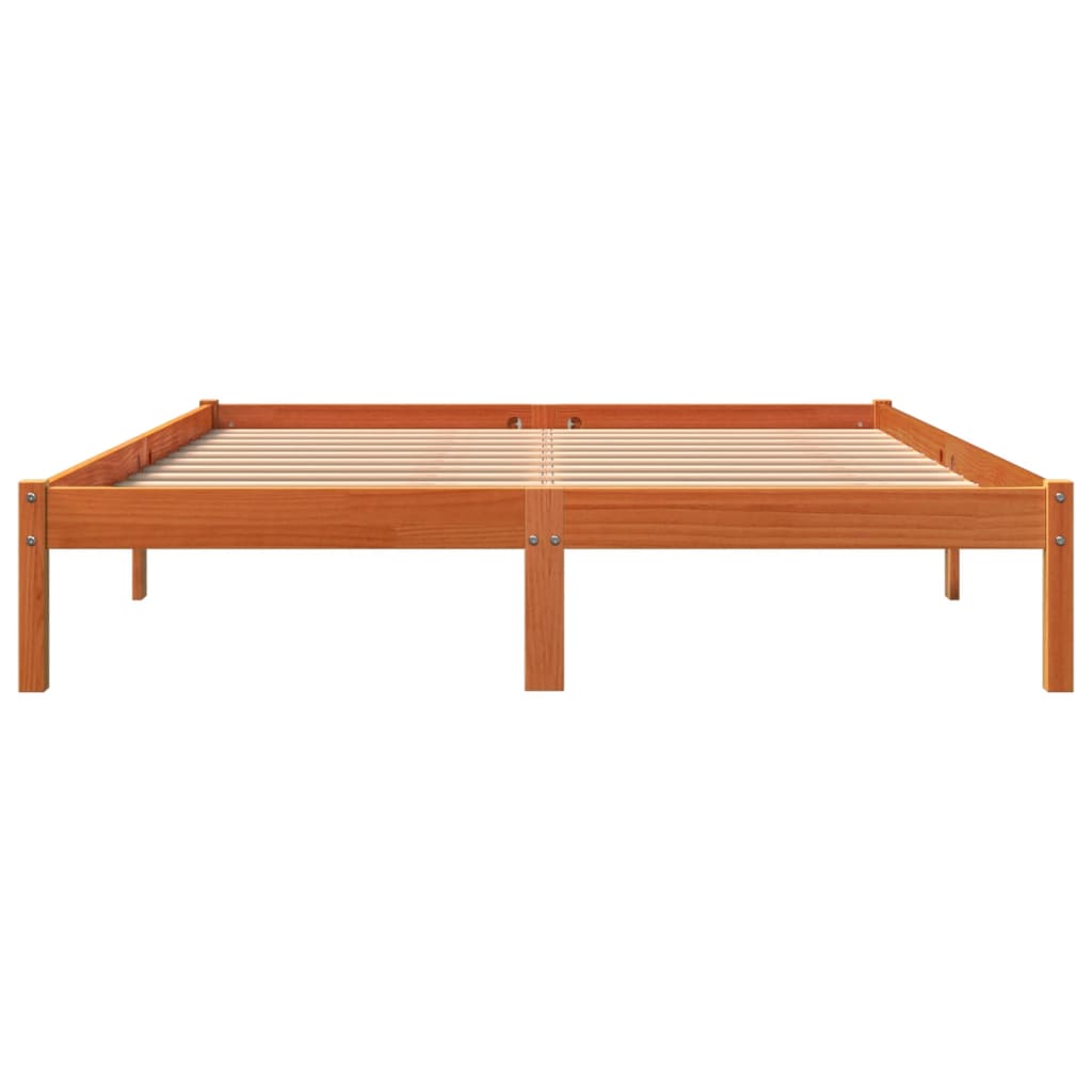 viaszbarna tömör fenyőfa ágy matrac nélkül 150 x 200 cm