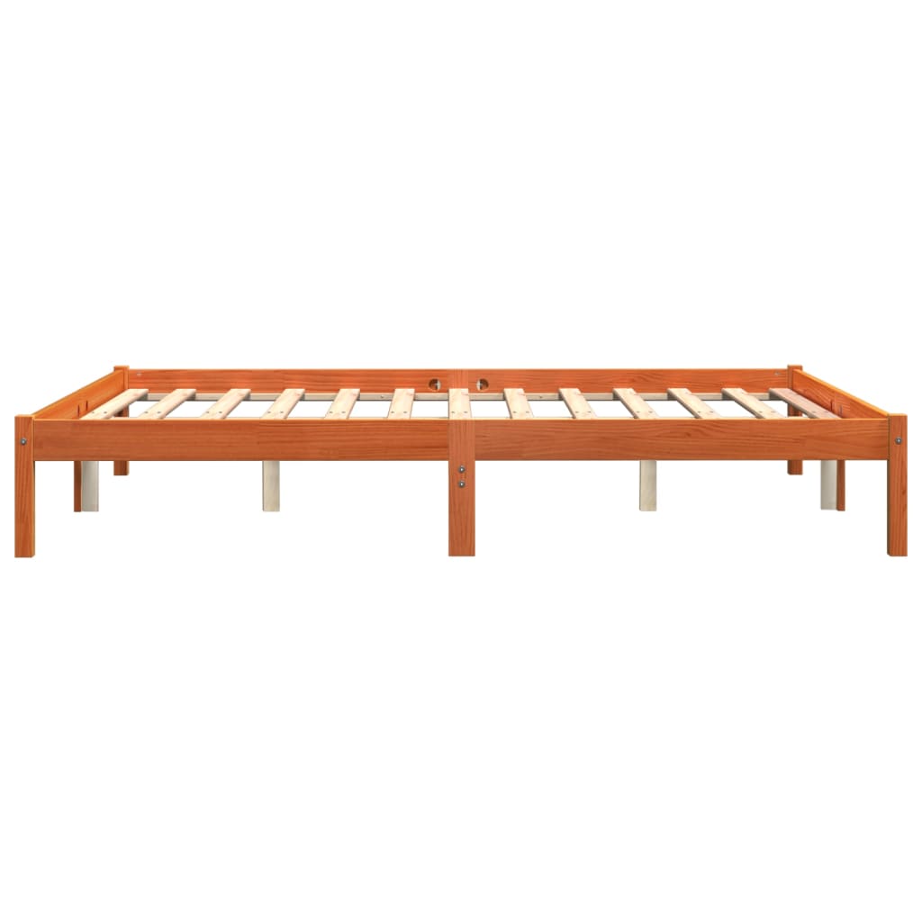 viaszbarna tömör fenyőfa ágy matrac nélkül 150 x 200 cm