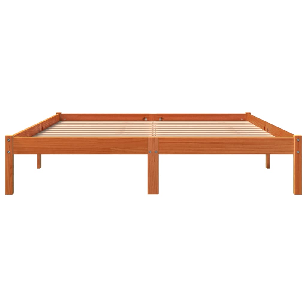 viaszbarna tömör fenyőfa ágy matrac nélkül 160 x 200 cm