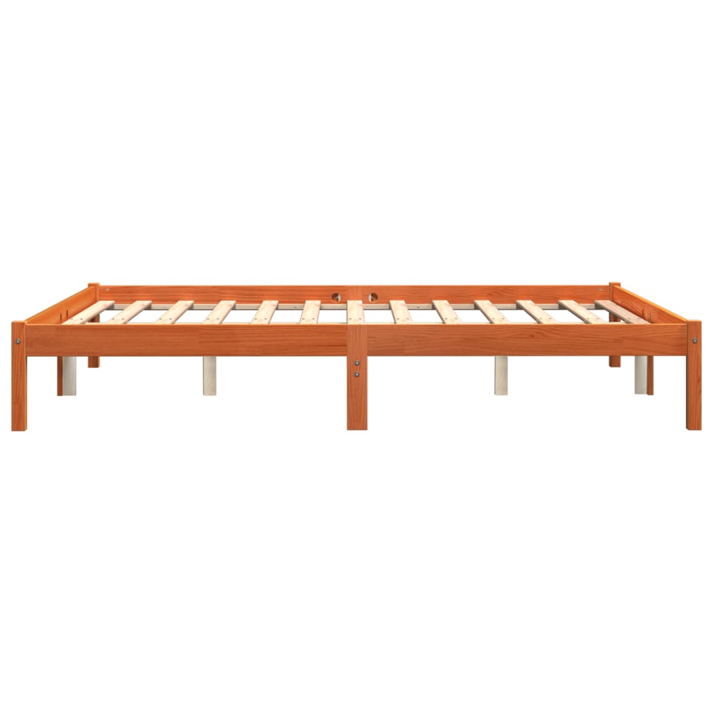 viaszbarna tömör fenyőfa ágy matrac nélkül 160 x 200 cm