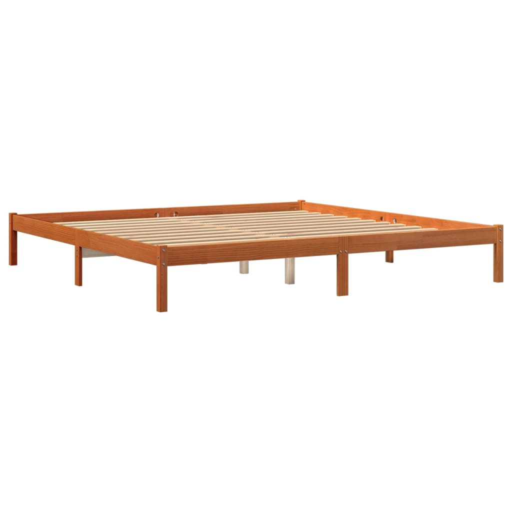 viaszbarna tömör fenyőfa ágy matrac nélkül 200 x 200 cm