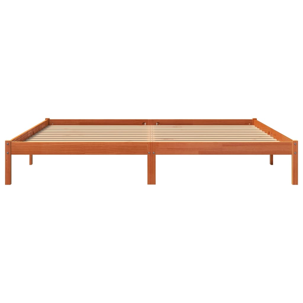 viaszbarna tömör fenyőfa ágy matrac nélkül 200 x 200 cm
