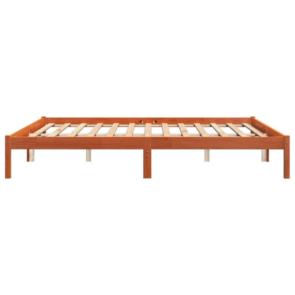 viaszbarna tömör fenyőfa ágy matrac nélkül 200 x 200 cm