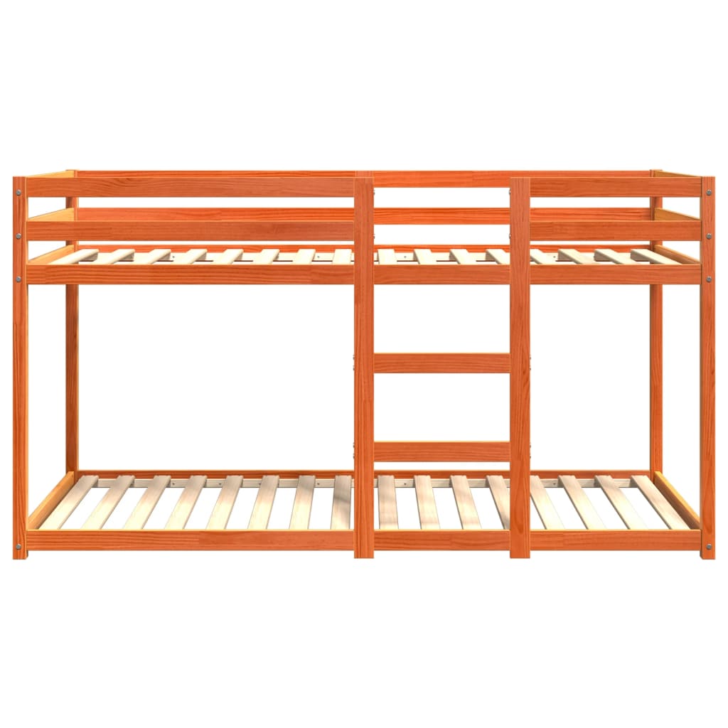 viaszbarna tömör fenyőfa emeletes ágy 90x200 cm