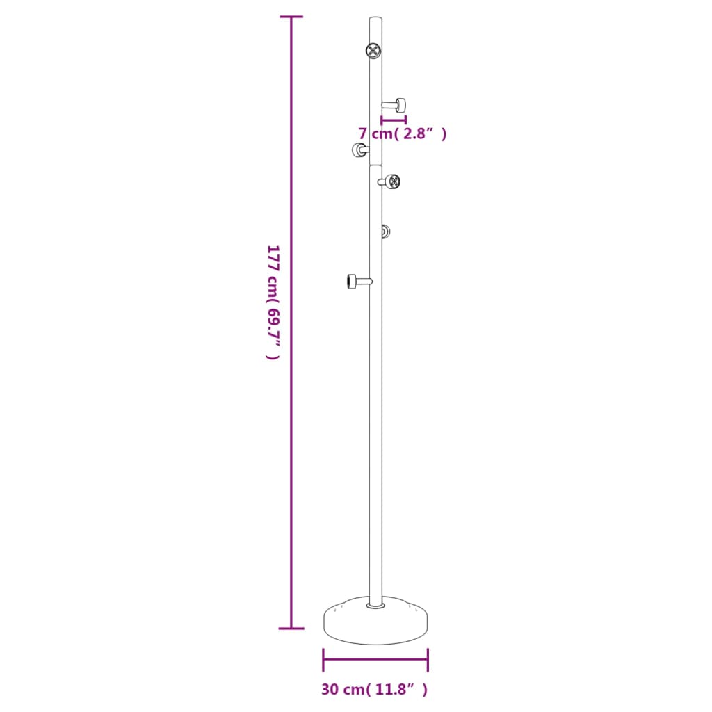 fekete porszórt vas ruhafogas 177 cm