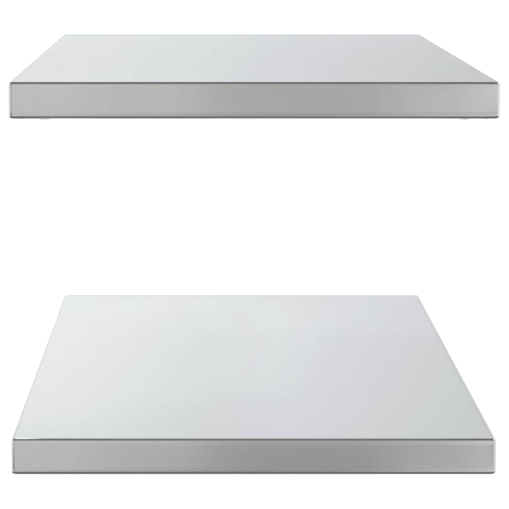 2 db ezüstszínű rozsdamentes acél fali polc 100 x 40 cm