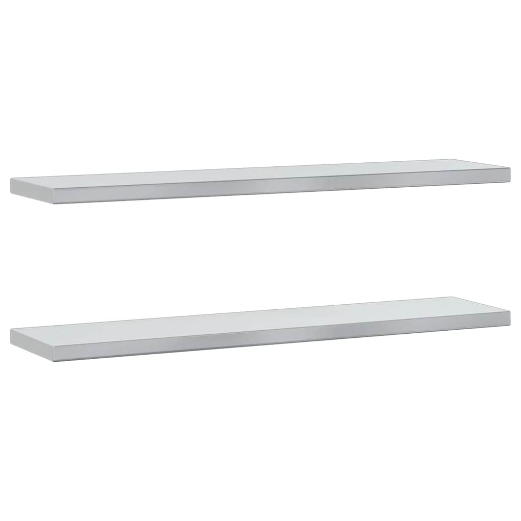 2 db ezüstszínű rozsdamentes acél fali polc 100 x 23,5 cm
