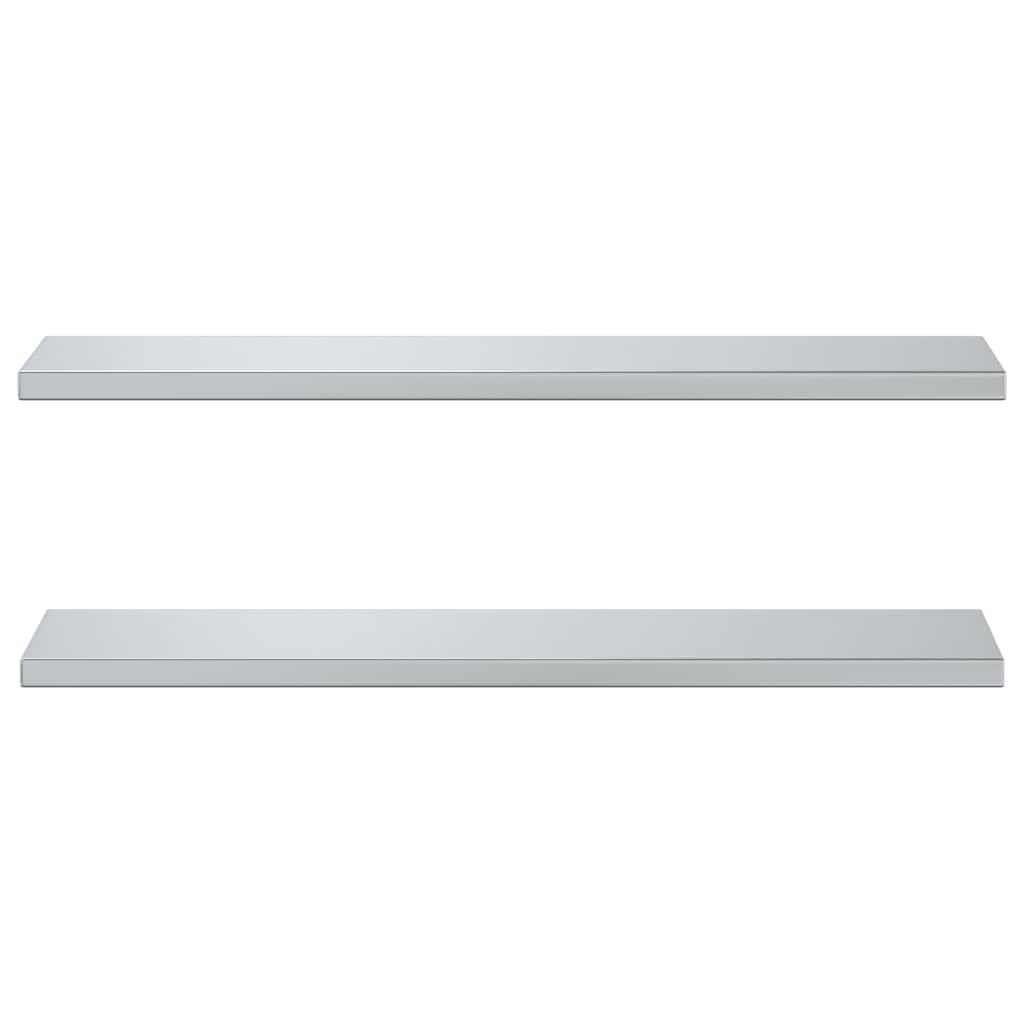 2 db ezüstszínű rozsdamentes acél fali polc 100 x 23,5 cm