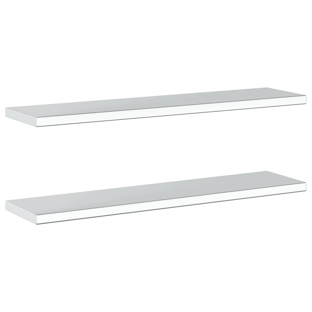 2 db ezüstszínű rozsdamentes acél fali polc 100 x 23,5 cm