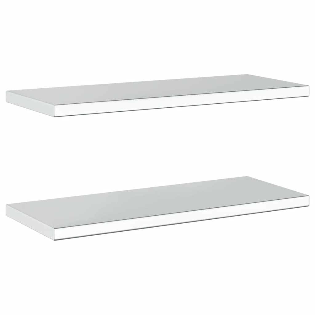 2 db ezüstszínű rozsdamentes acél fali polc 75 x 30 cm