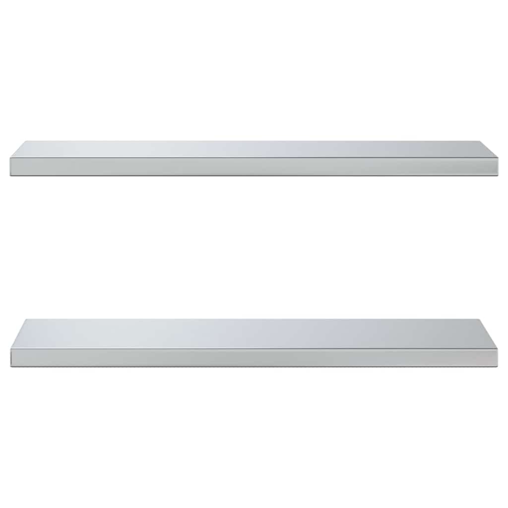 2 db ezüstszínű rozsdamentes acél fali polc 75 x 23,5 cm