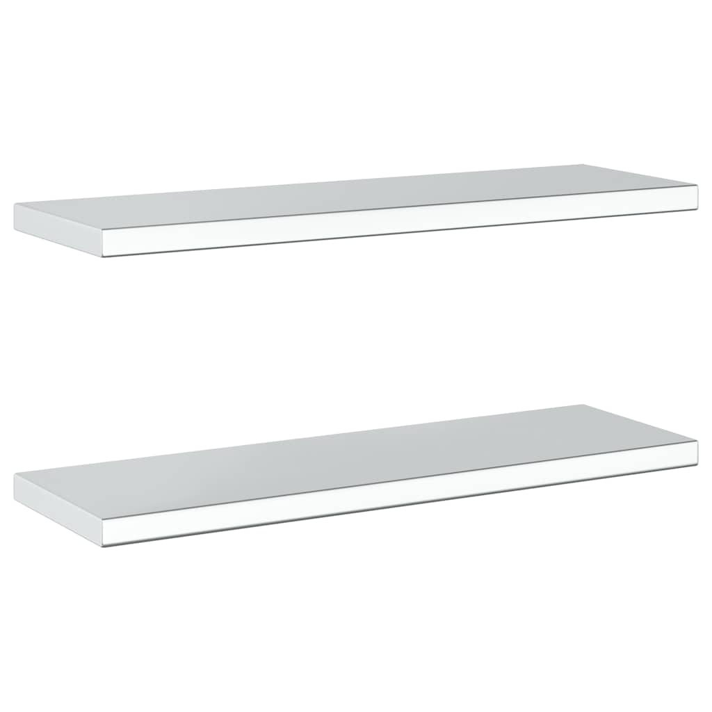 2 db ezüstszínű rozsdamentes acél fali polc 75 x 23,5 cm