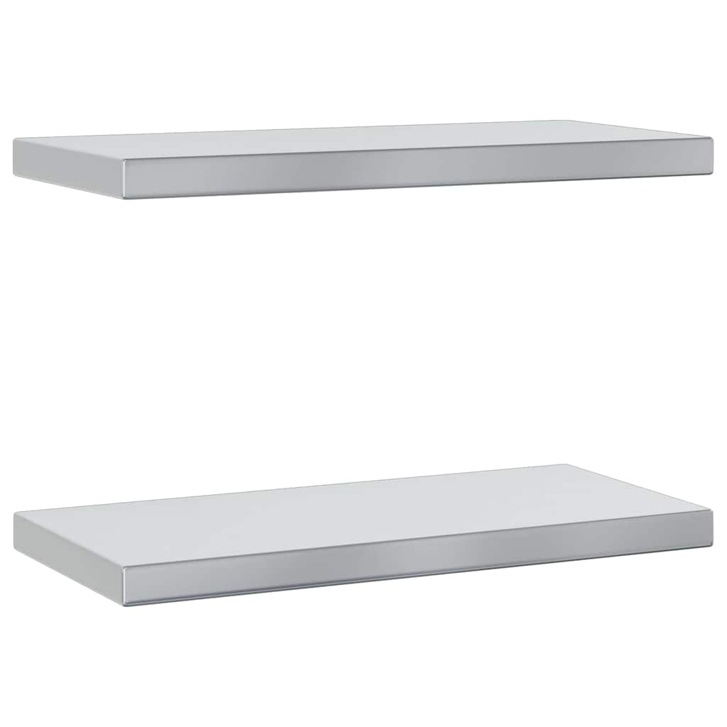 2 db ezüstszínű rozsdamentes acél fali polc 50 x 23,5 cm