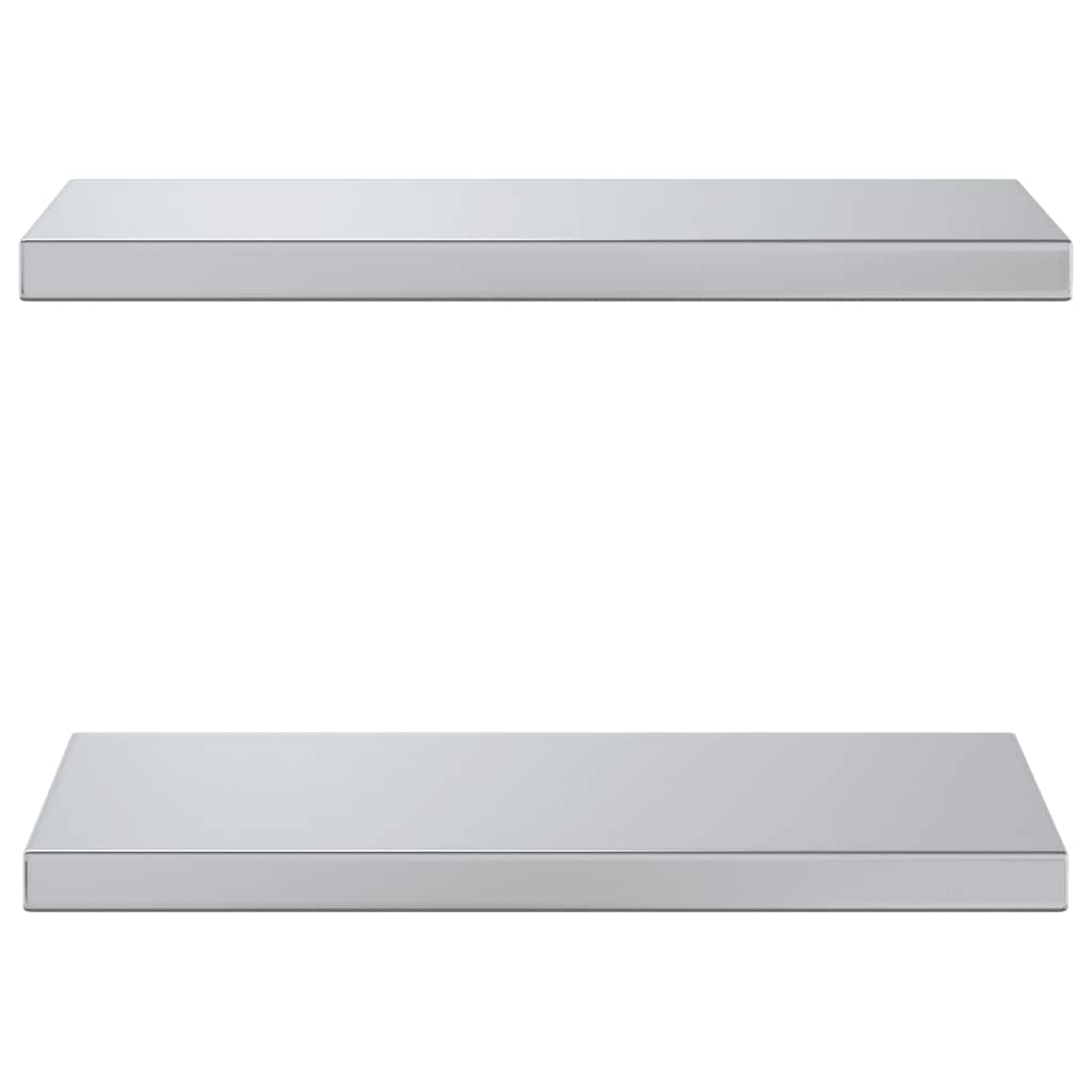 2 db ezüstszínű rozsdamentes acél fali polc 50 x 23,5 cm