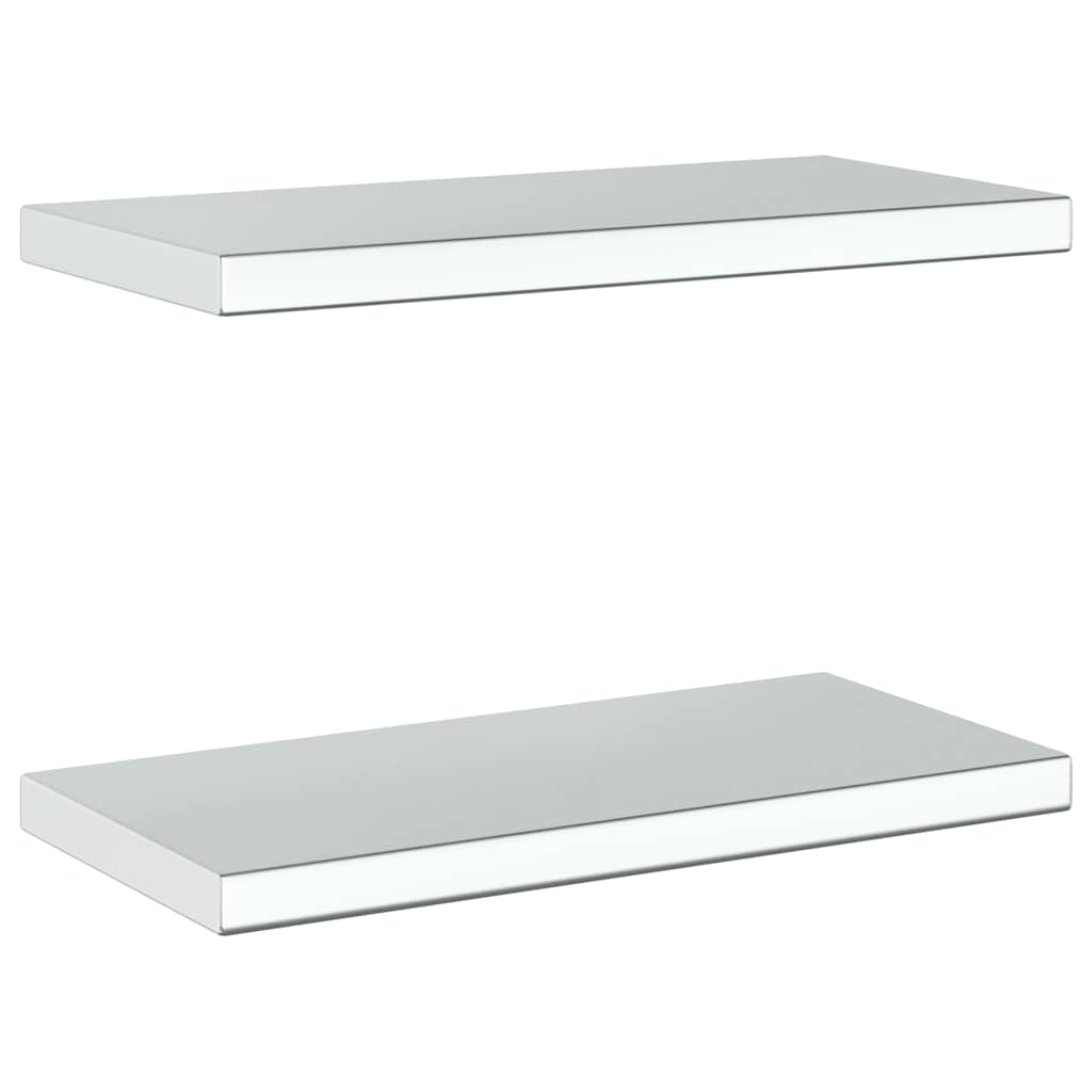 2 db ezüstszínű rozsdamentes acél fali polc 50 x 23,5 cm