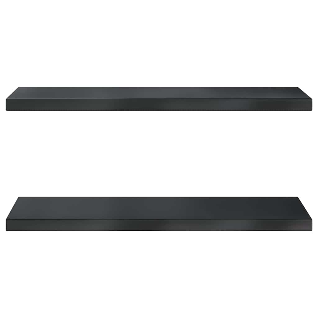 2 db fekete rozsdamentes acél fali polc 100 x 30 cm