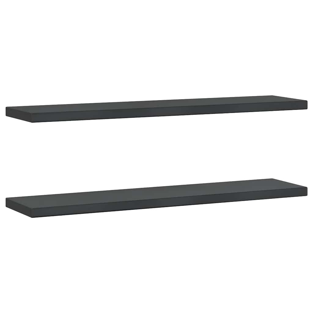 2 db fekete rozsdamentes acél fali polc 100 x 23,5 cm