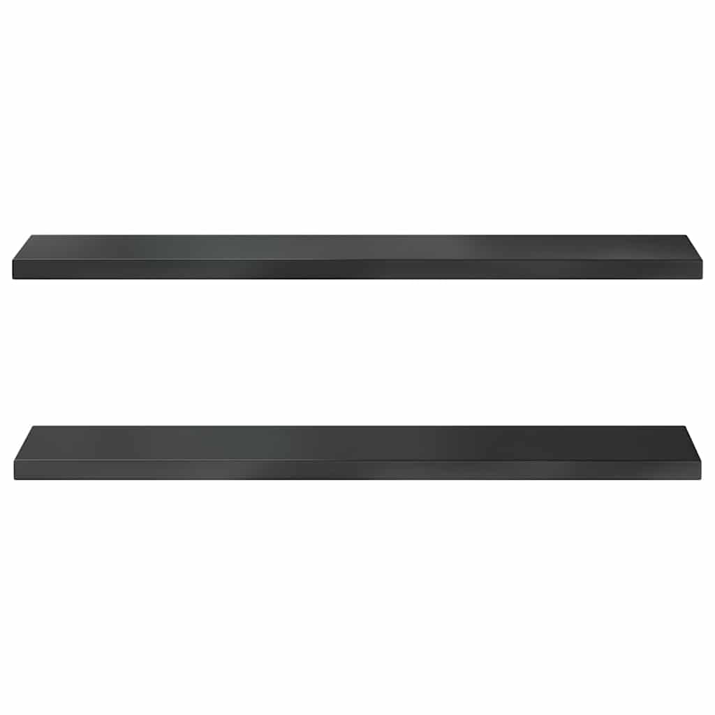 2 db fekete rozsdamentes acél fali polc 100 x 23,5 cm