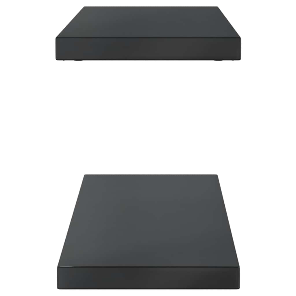 2 db fekete rozsdamentes acél fali polc 100 x 23,5 cm