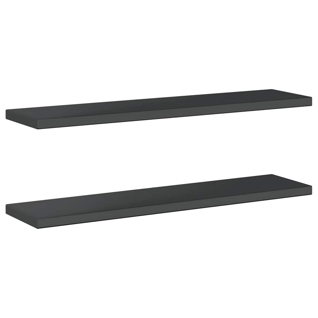 2 db fekete rozsdamentes acél fali polc 100 x 23,5 cm