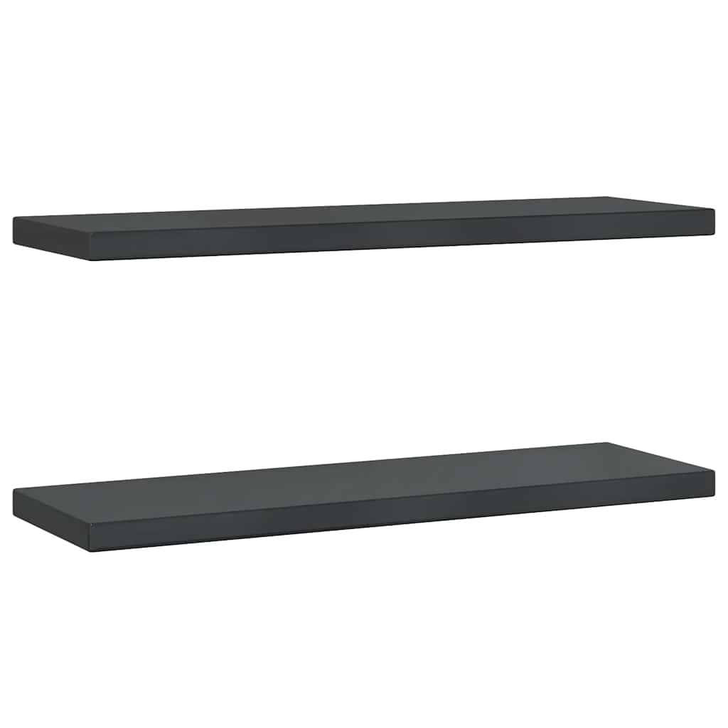 2 db fekete rozsdamentes acél fali polc 75 x 23,5 cm