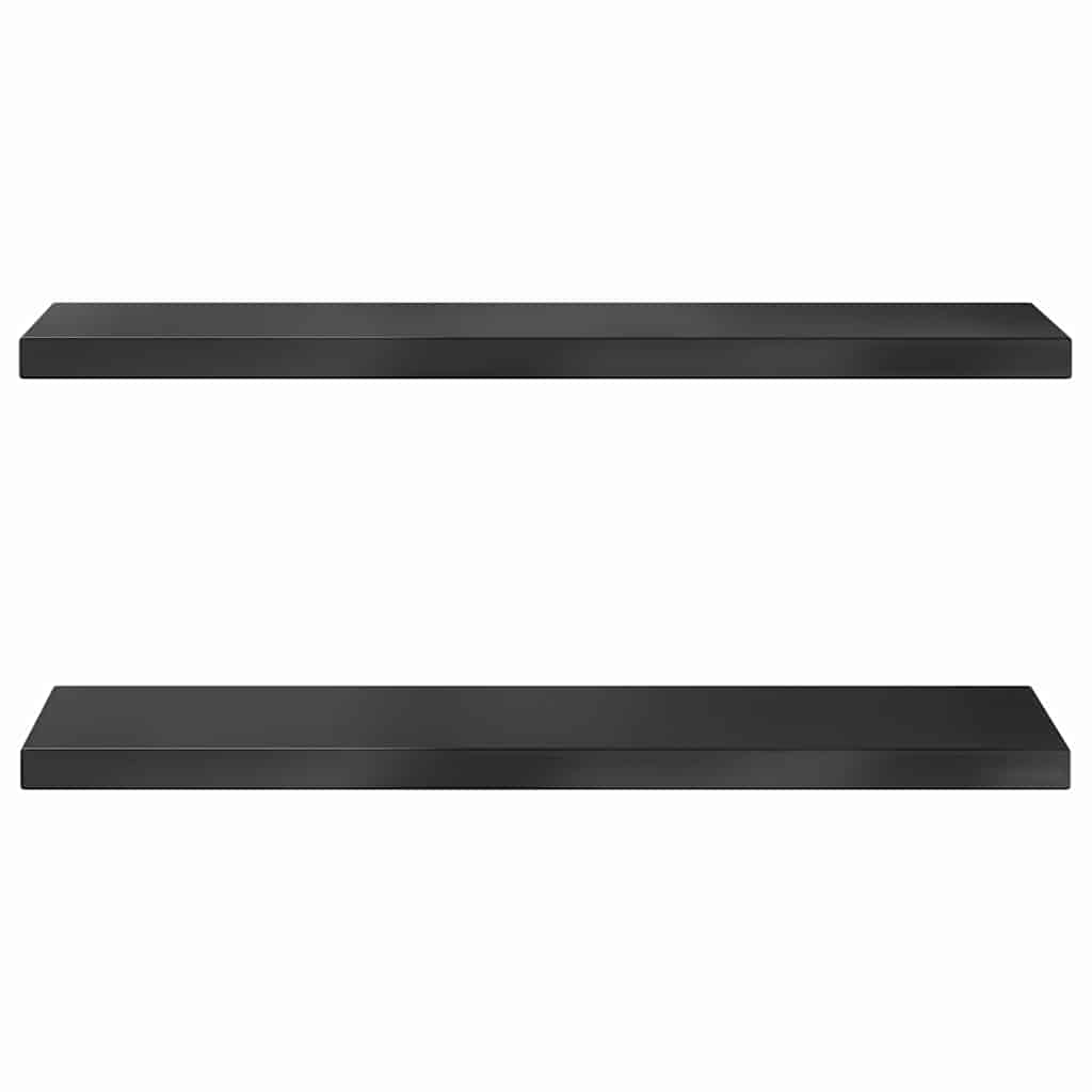 2 db fekete rozsdamentes acél fali polc 75 x 23,5 cm